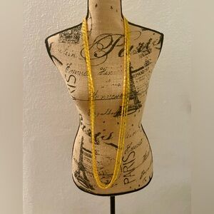Vintage 1960’s Yellow Lucite Beaded 3 Strand Flapper Style Boho Necklace